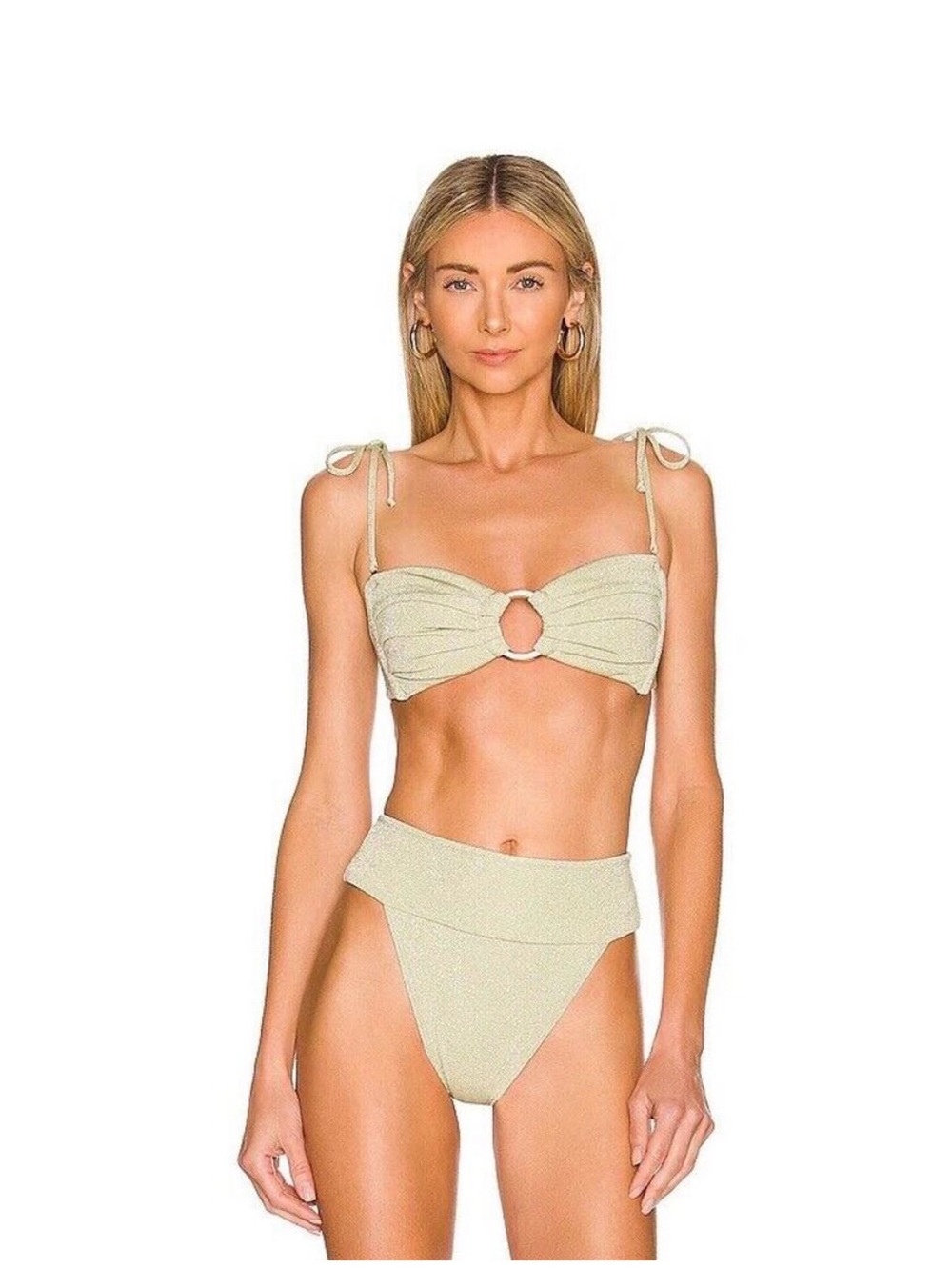 Montce Jade Green Sparkle Strapless Bikini Top
